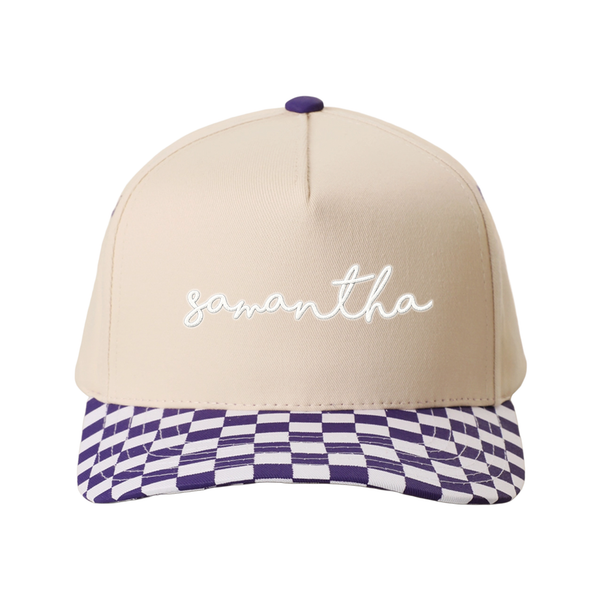 Checkered Print Two Tone Structured Hat