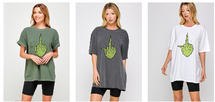 Grinch Flip Off Finger Oversized Tee