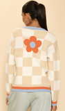 Retro Flower Checkered Cardigan