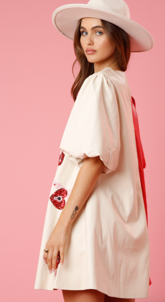 Color Block Lock and Key Faux Leather Dress