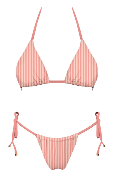 Pink Striped Tie Side Bikini