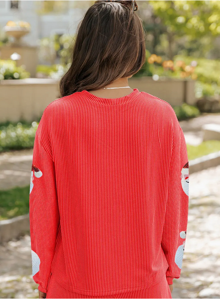 Sequin Santa Red Shorts Lounge Set