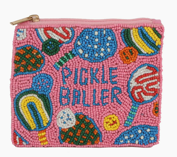 Beaded Pickleballer Coin Purse