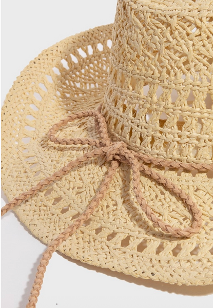 Intricate Woven Western Fedora Straw Hat