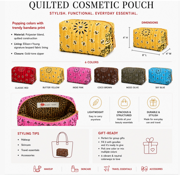 Personalized Western Bandana Cosmetic Bag