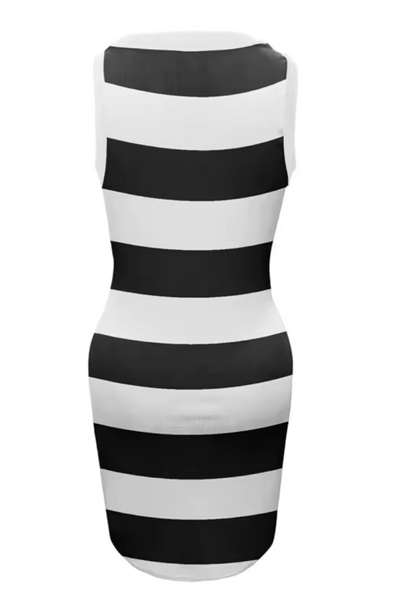 Womens Sexy Prisoner Striped Dress