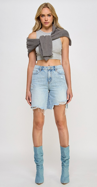 Personalized Denim Bermuda Distressed Shorts