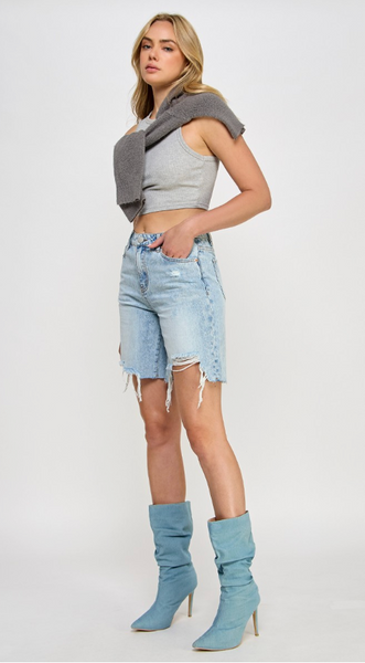 Personalized Denim Bermuda Distressed Shorts