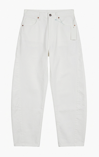 Personalized White Barrel Denim Pants
