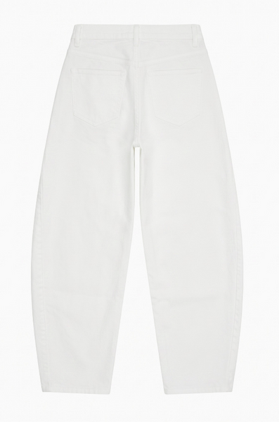 Personalized White Barrel Denim Pants