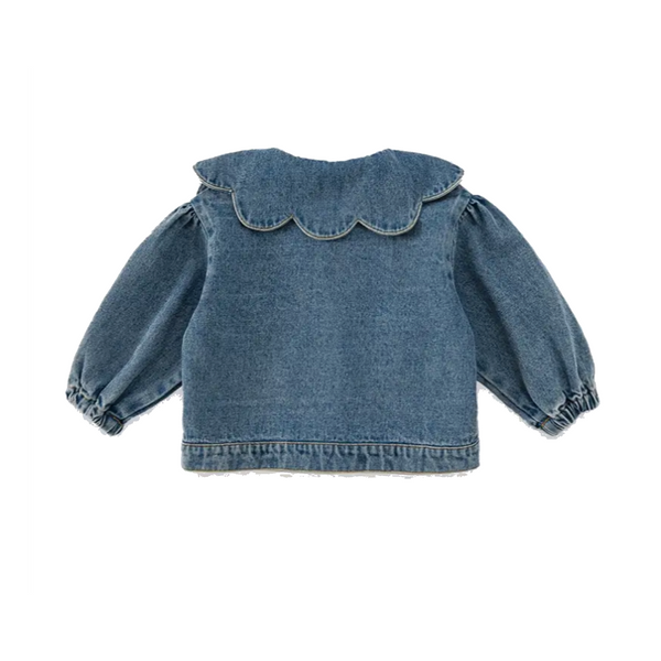 Personalized Girls Scallop Collar Denim Jacket