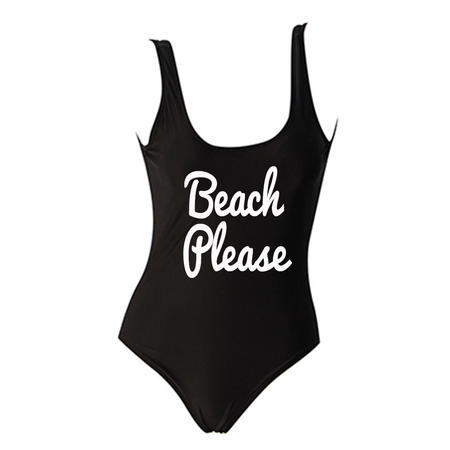 Custom Text Black One Piece Swimsuit