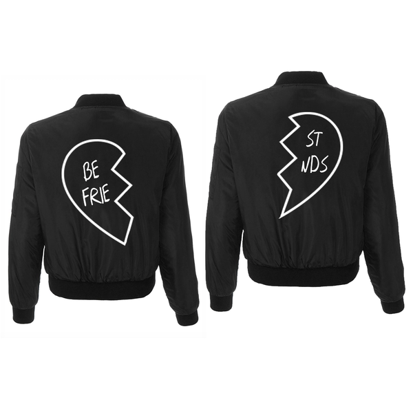 Best Friends Heart Black Bomber Jacket