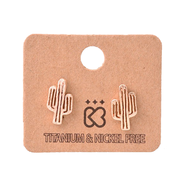 Cactus Rose Gold and Silver Stud Earrings