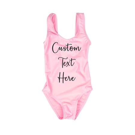 Custom Text Light Pink One Piece Swimsuit