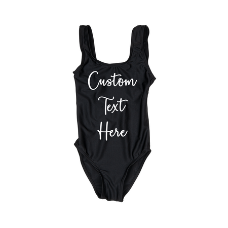 Custom Text Navy One Piece Swimsuit