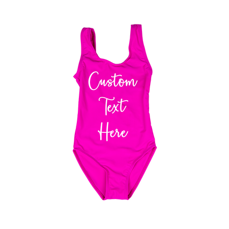 Custom Text Bright Pink One Piece Swimsuit