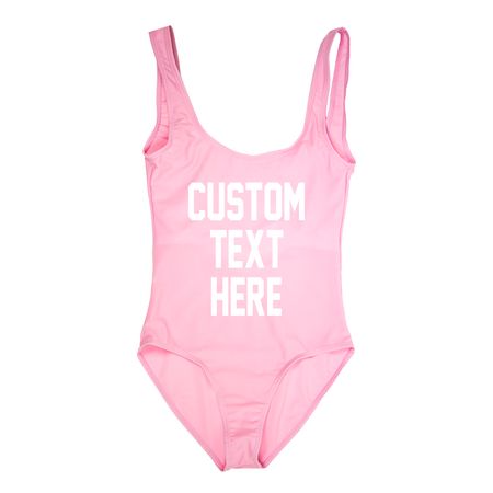 Custom Text Bright Pink One Piece Swimsuit