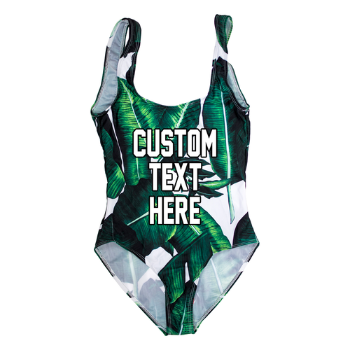 Custom Text Palm Print One Piece Swimsuit