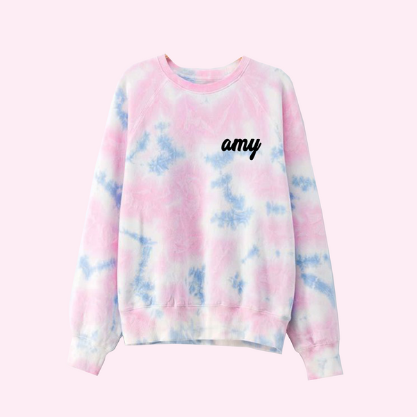Custom Text Pink and Blue Tie Dye Sweatshirt ADashOfChic
