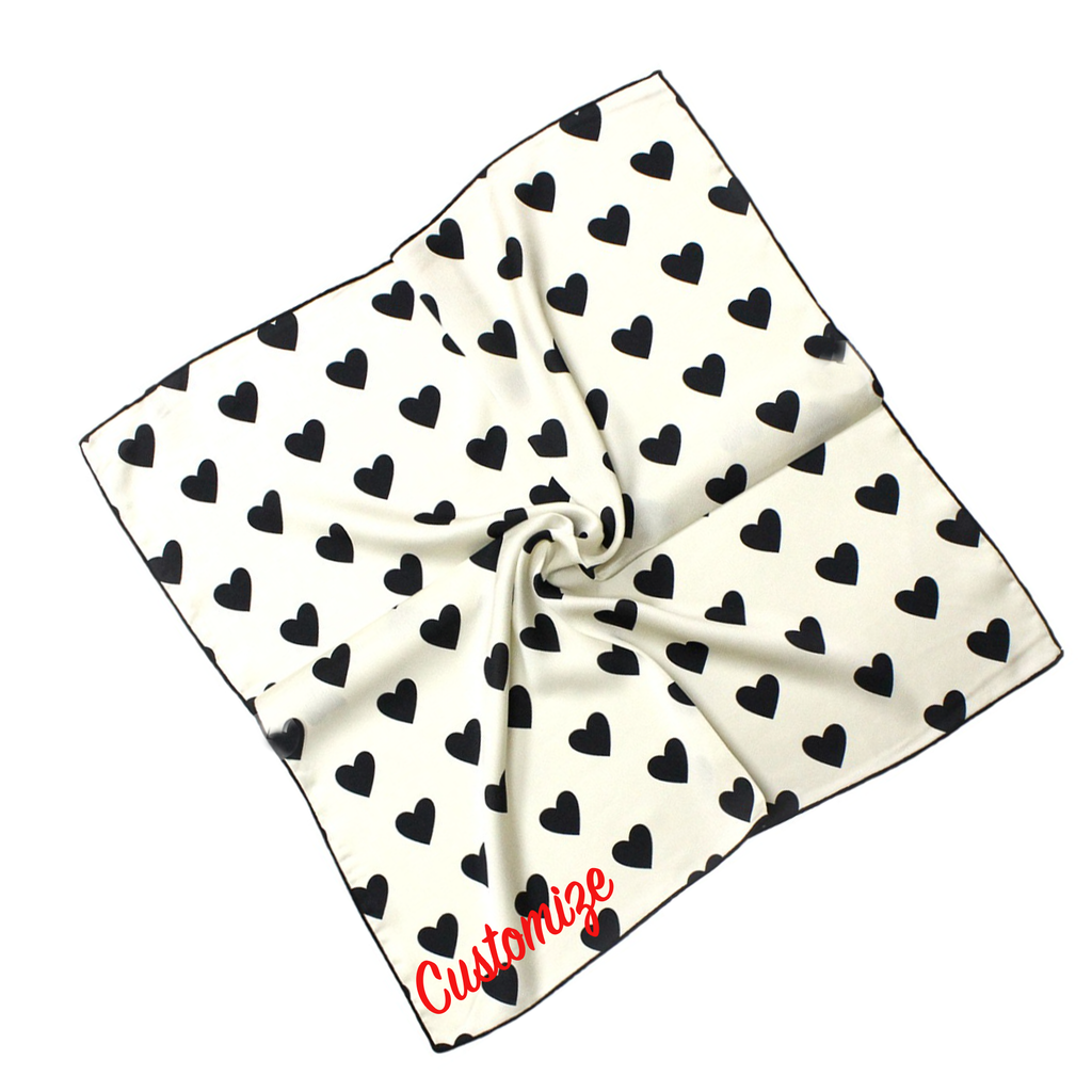 Custom Text Heart Satin Bandana