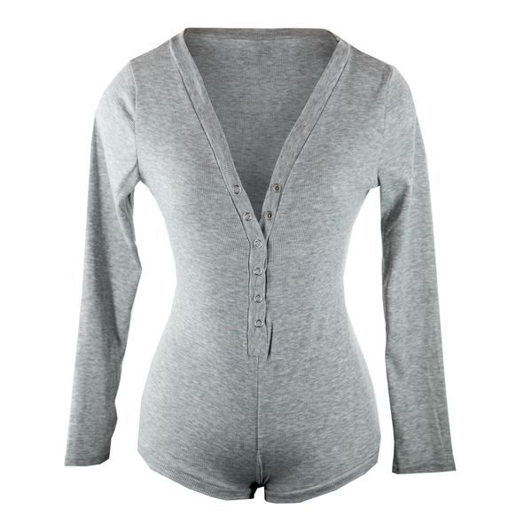 Custom Text Grey PJ Thermal Romper