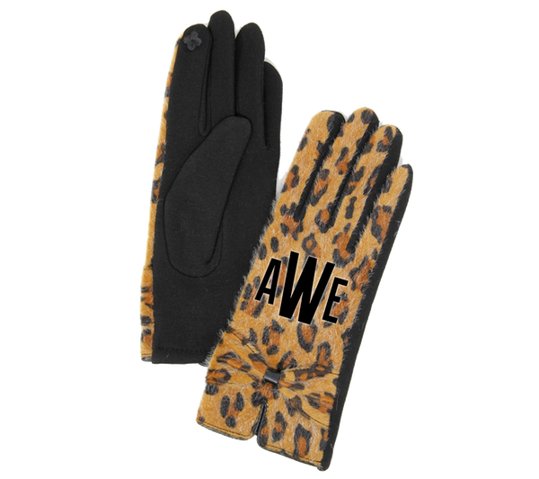 Monogrammed Leopard Gloves