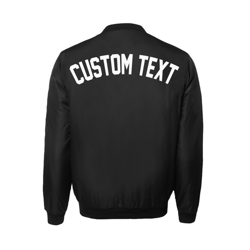 Custom Text Mens Black Bomber Jacket