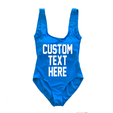 Custom Text White One Piece Swimsuit *