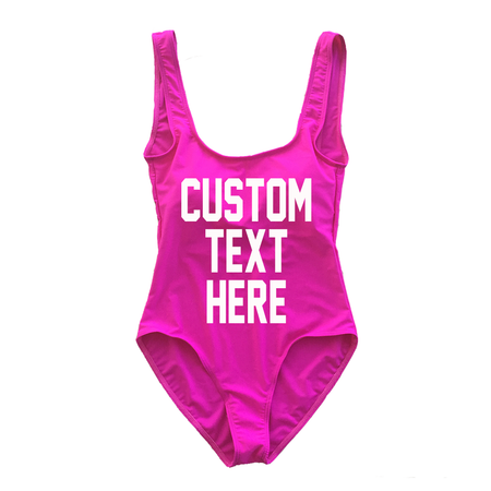 Custom Text Black One Piece Swimsuit
