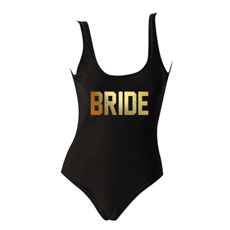 Champagne Campaign Black One Piece Swimsuit