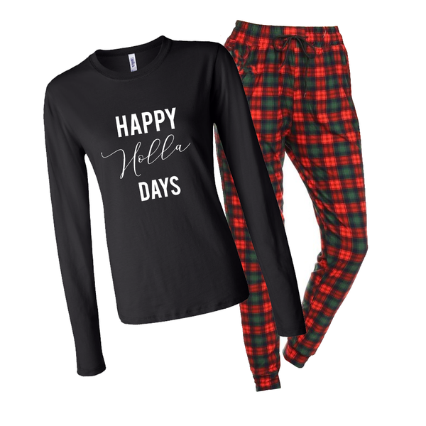 Happy Holla Days Plaid PJ Set