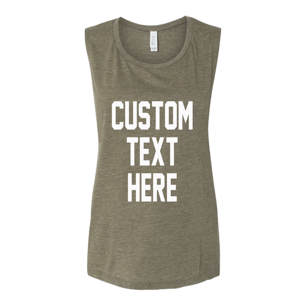 Custom Text Olive Green Muscle Tank Top