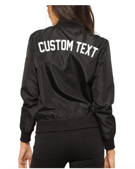 Custom Text Distressed Long Black Denim Jacket