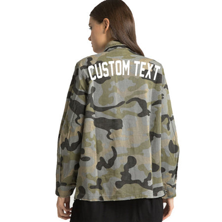 Custom Text Distressed Dark Denim Jacket