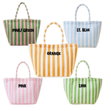 Large Cabana Striped Shoulder Tote Embroidered