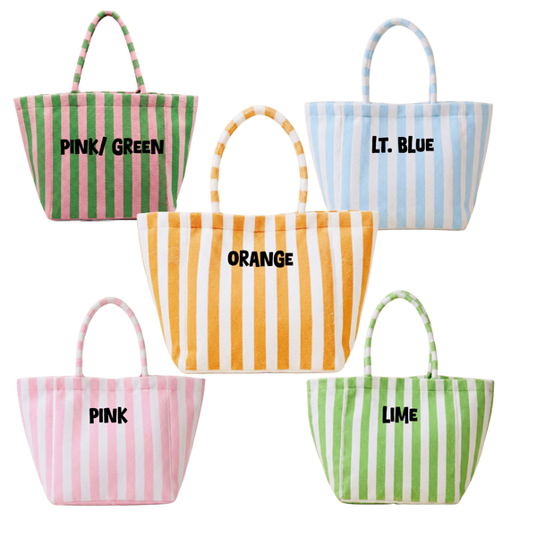 Large Cabana Striped Shoulder Tote Embroidered