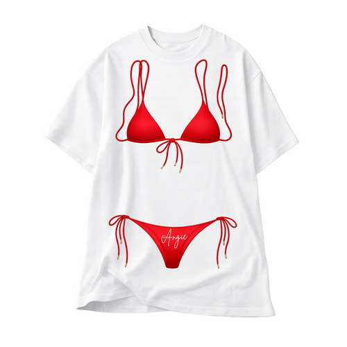 Personalized Oversized Red Bikini T-Shirt