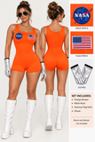 Women’s Orange Astronaut Costume Romper