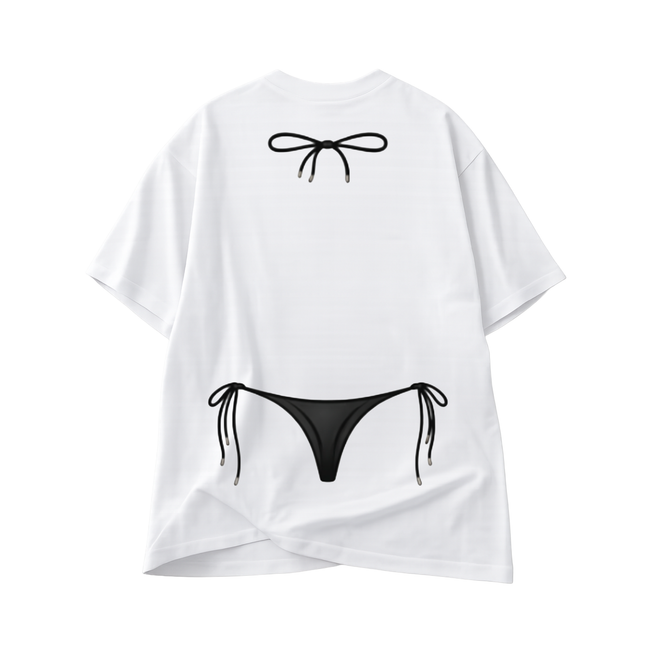 Personalized Oversized Black Shiny Bikini T-Shirt