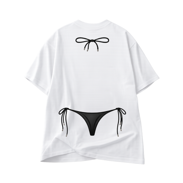 Personalized Oversized Black Shiny Bikini T-Shirt