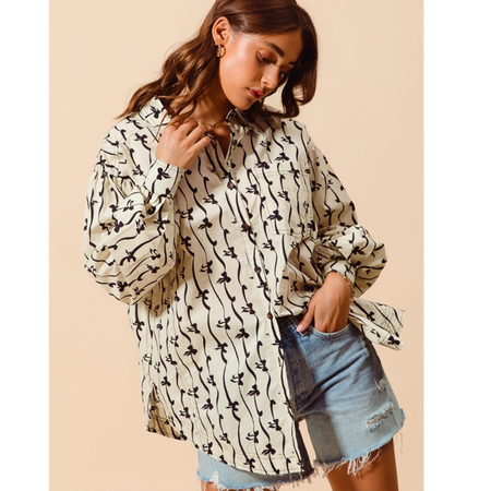 Tan Ribbon Bow Tie Front Bubble Textured Cardigan