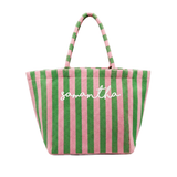 Large Cabana Striped Shoulder Tote Embroidered
