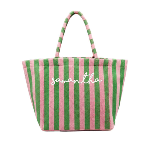 Large Cabana Striped Shoulder Tote Embroidered