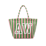 Large Cabana Striped Shoulder Tote Embroidered Initials