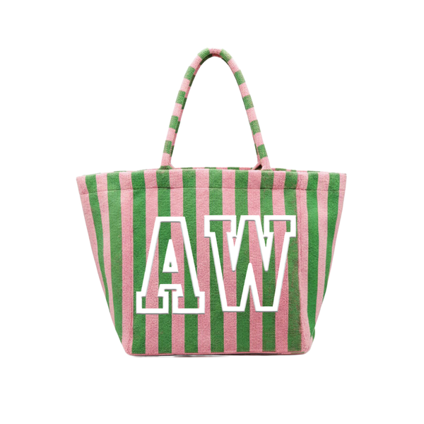 Large Cabana Striped Shoulder Tote Embroidered Initials