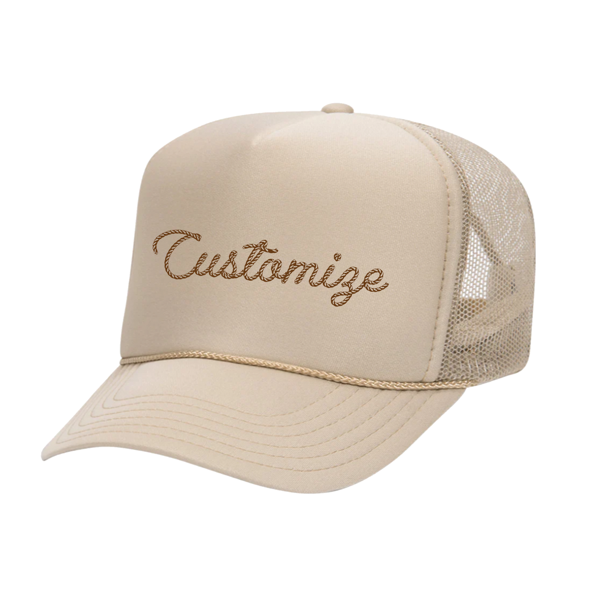 Script Text Hat Custom Text Rope Script Font Trucker Hat – ADashOfChic