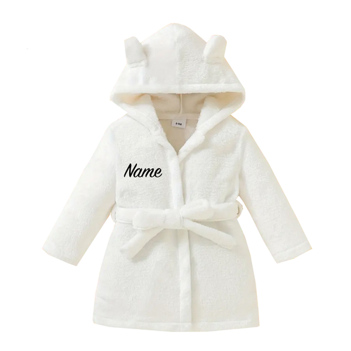 Personalized White Embroidered Baby Robe