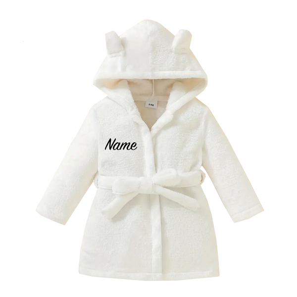 Personalized White Embroidered Baby Robe