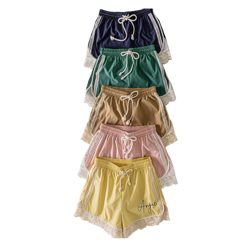 Personalized Windbreaker Lace Trim Shorts